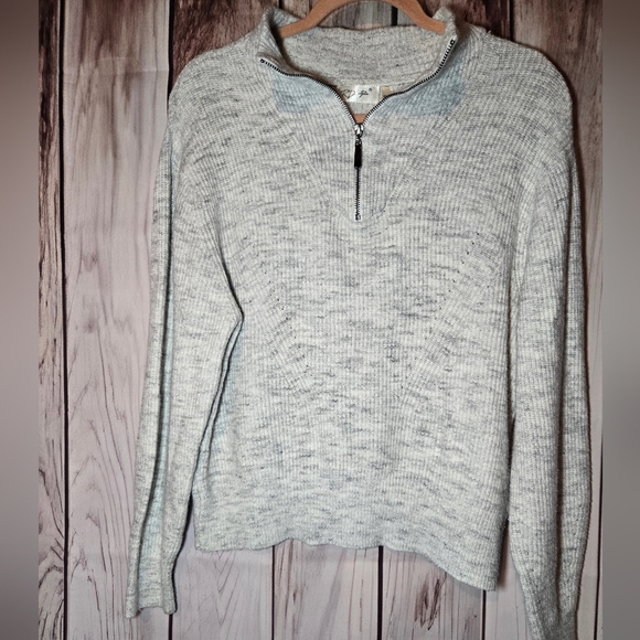 RD Style Light Gray Textured Zip-Up Sweater Size Large - Picture 1 of 8